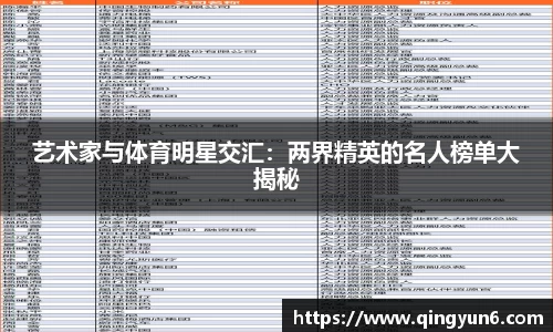 艺术家与体育明星交汇：两界精英的名人榜单大揭秘
