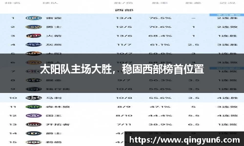太阳队主场大胜，稳固西部榜首位置